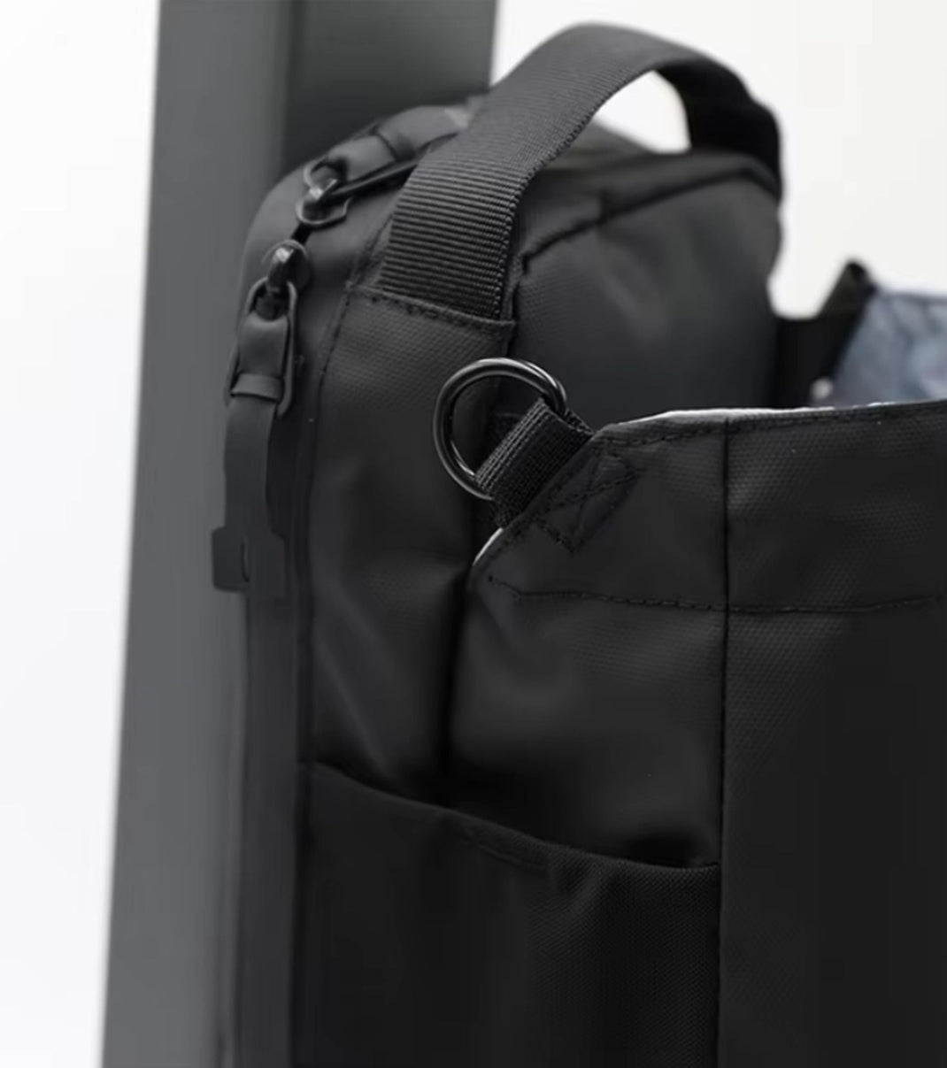 Lifestyle Shot (at the gym):
"Athlete carrying Evania Magnetic Gym Bag to gym locker room"