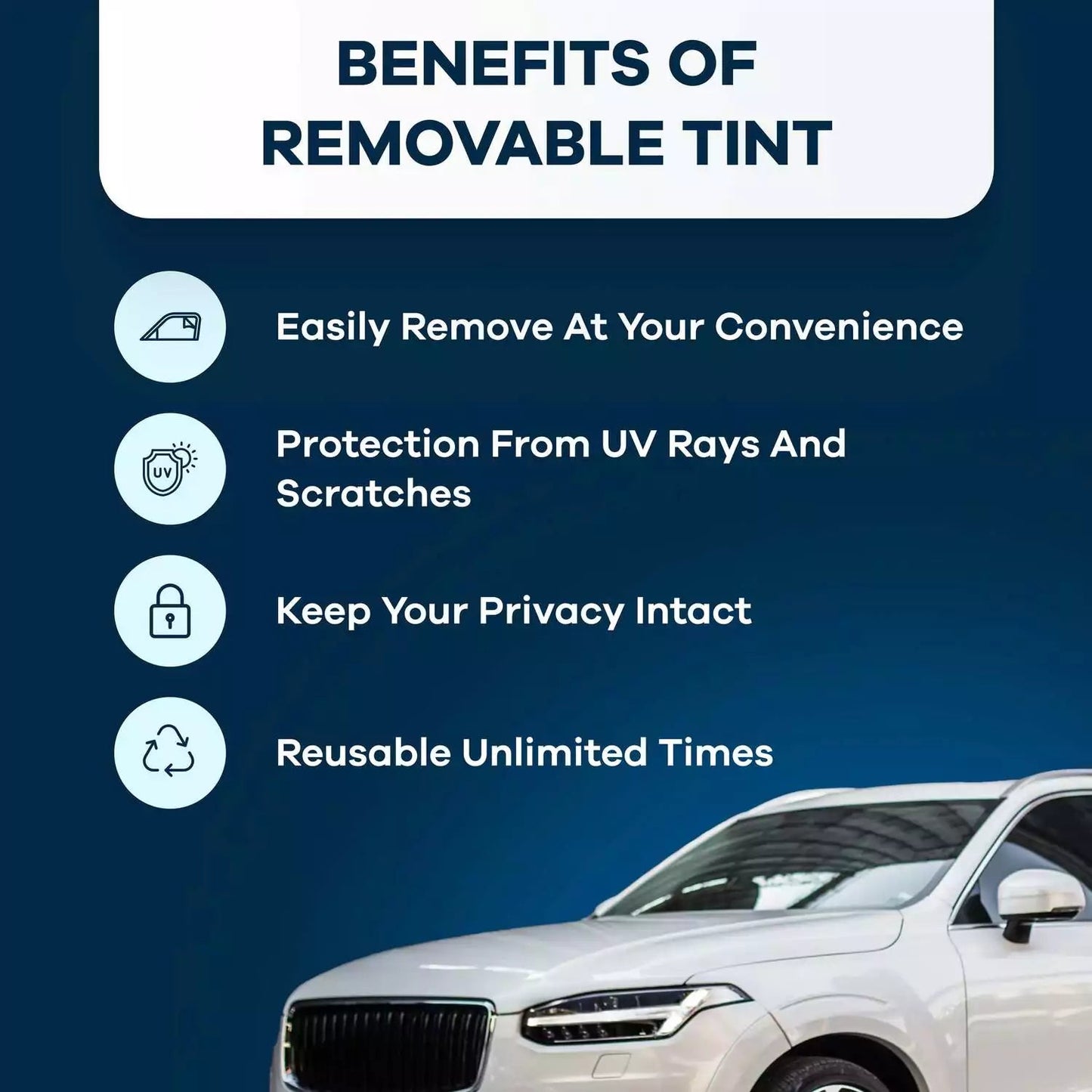 Before & After Comparison:
"Car windows before and after using Evania InstaTints tint film"
