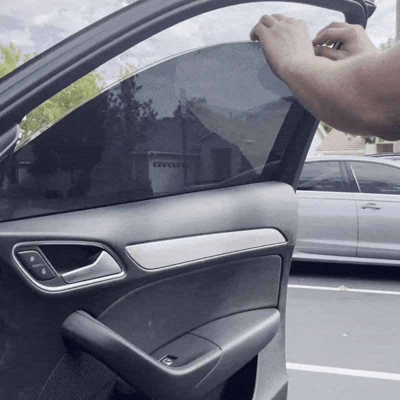 Close-Up of Application:
"Installing Evania InstaTints film on car side window"